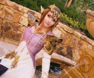 yapboz bir ile güzel Prenses Zelda elinde gül
